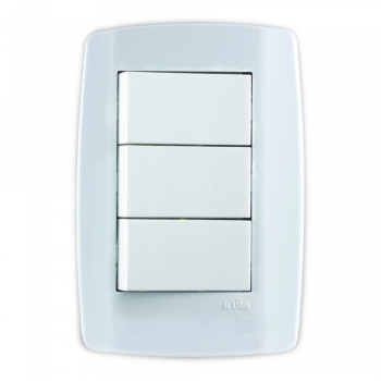 CONJ. 3 INTERRUP. SIMPLES 10A 250V SLIM 8019